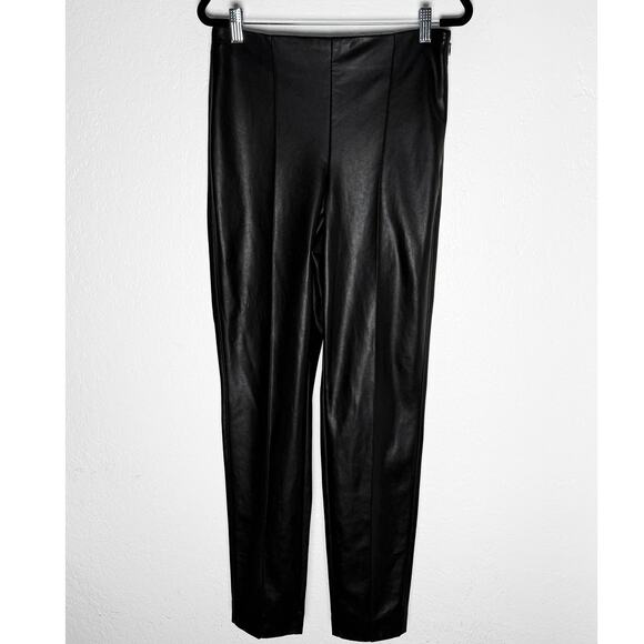 Aritzia Babaton Women's Frida Black High Waisted Vegan Leather Pleather Pants 12 - Picture 5 of 11